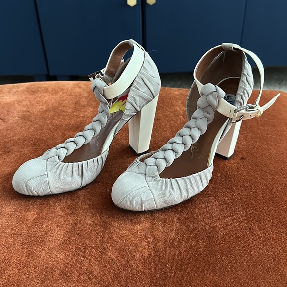 Gray Leather Mary Jane with Braided T-Strap - Picture 2 of 8